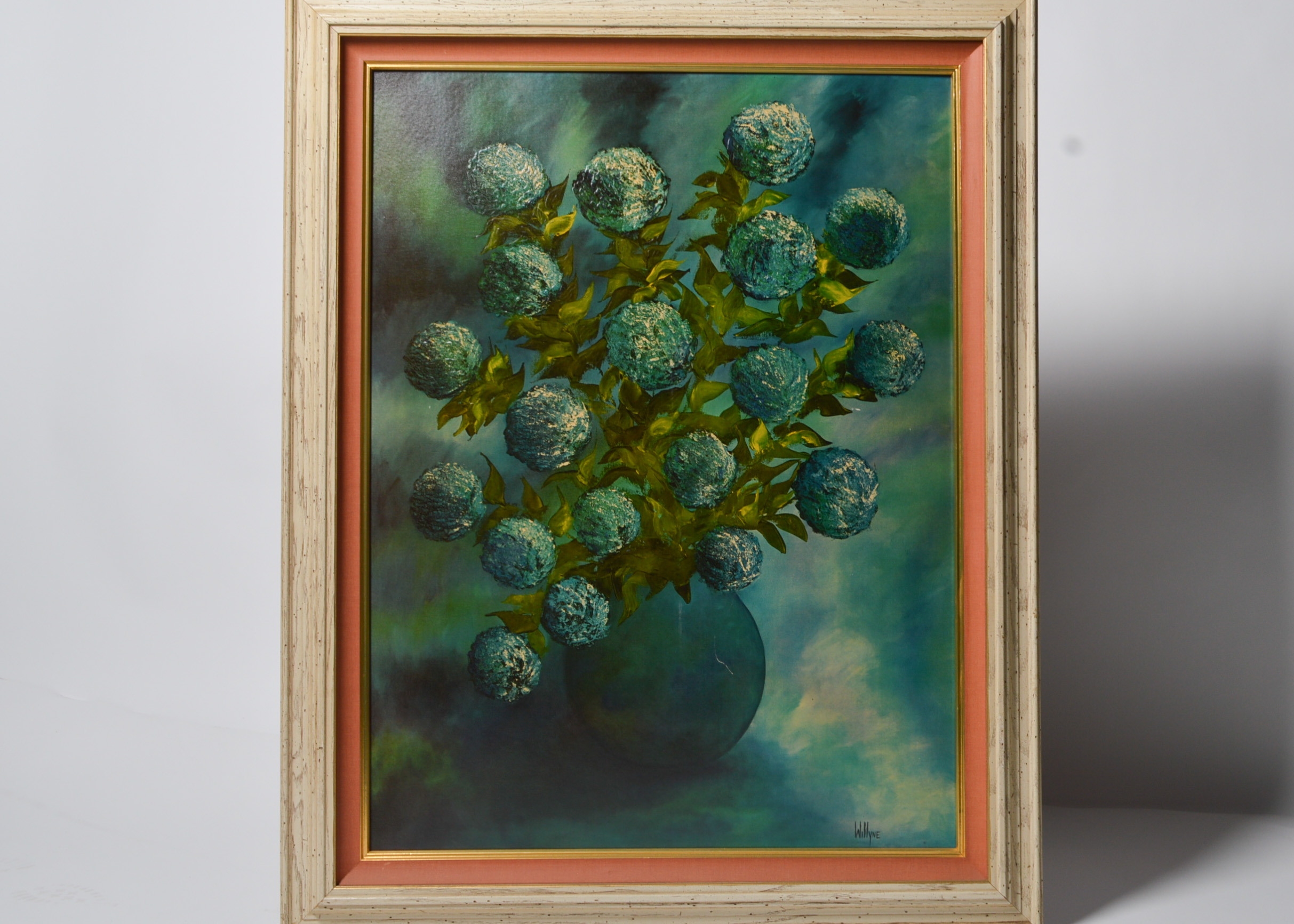 Blue Mums Print by Willyne