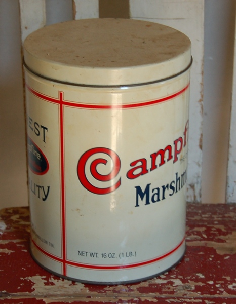 Vintage Tin 'Camp Marshmallows', Uncle Sam, and Wood Step Chair