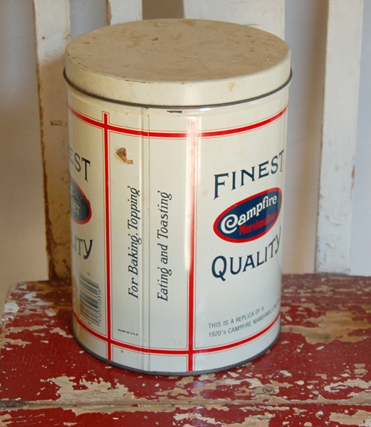 Vintage Tin 'Camp Marshmallows', Uncle Sam, and Wood Step Chair