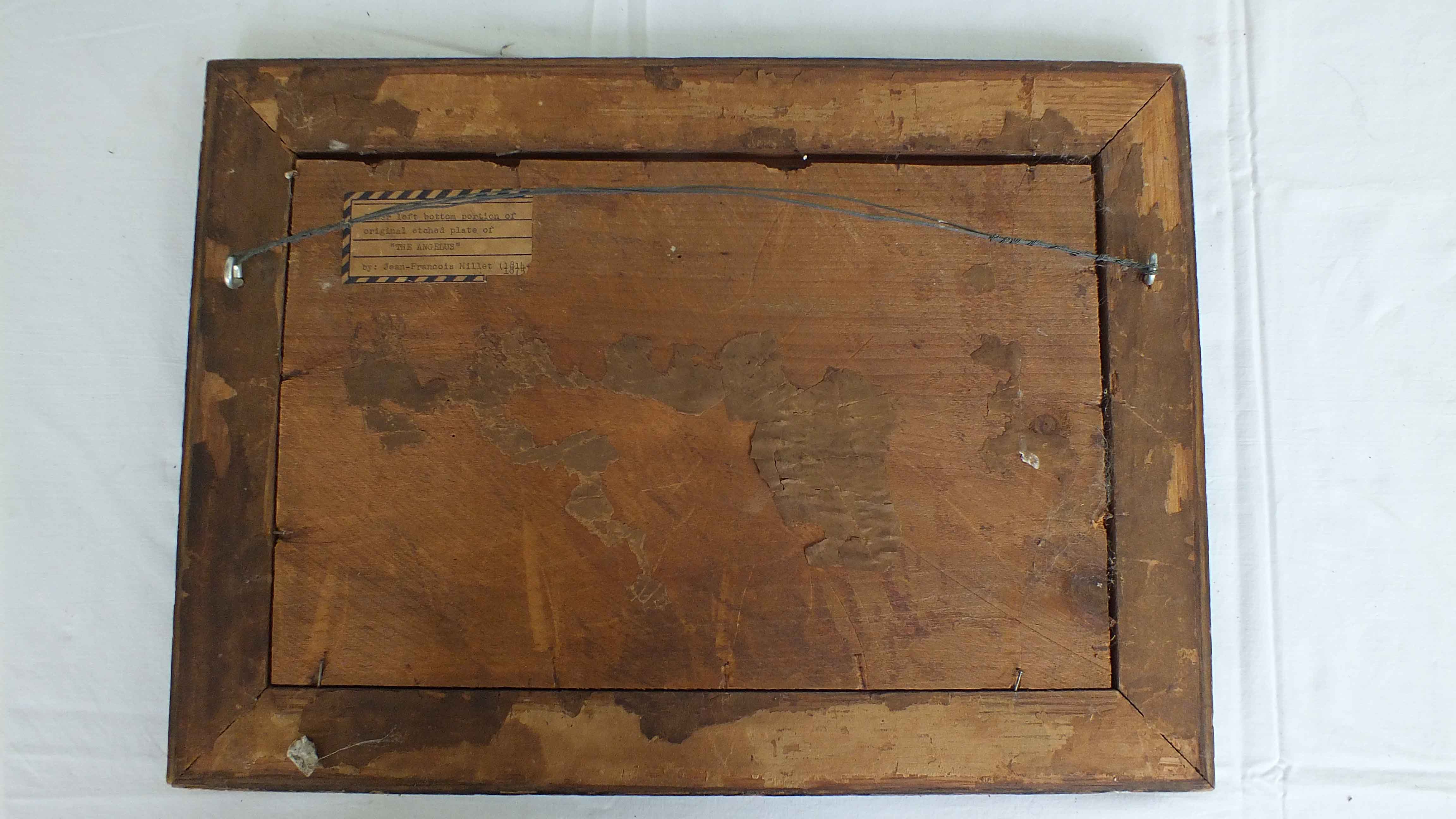 Older Etched Plate after Jean Francois Millet's, "The Angelus"