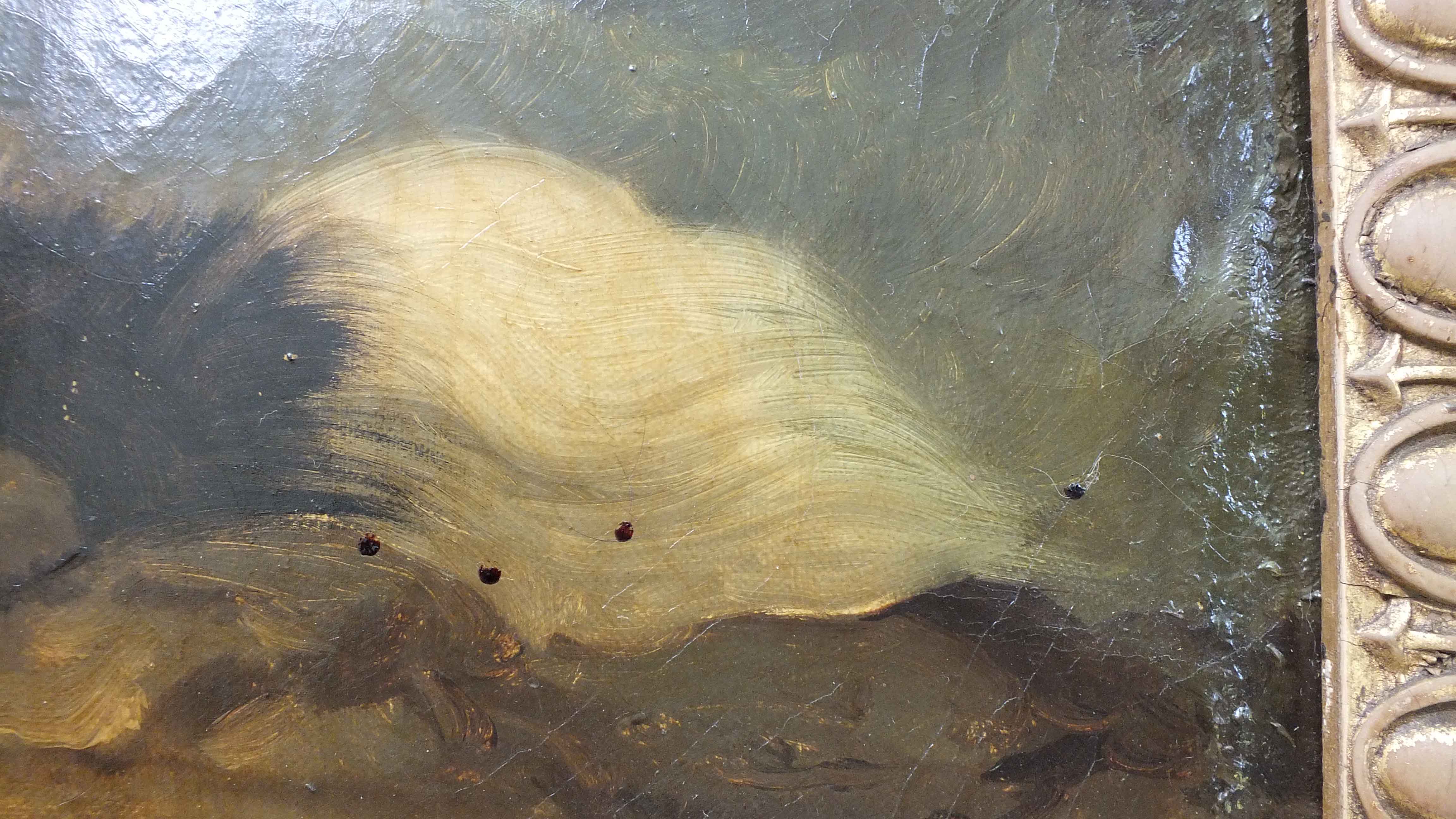 Antique Oil on Canvas of a Dog and Child