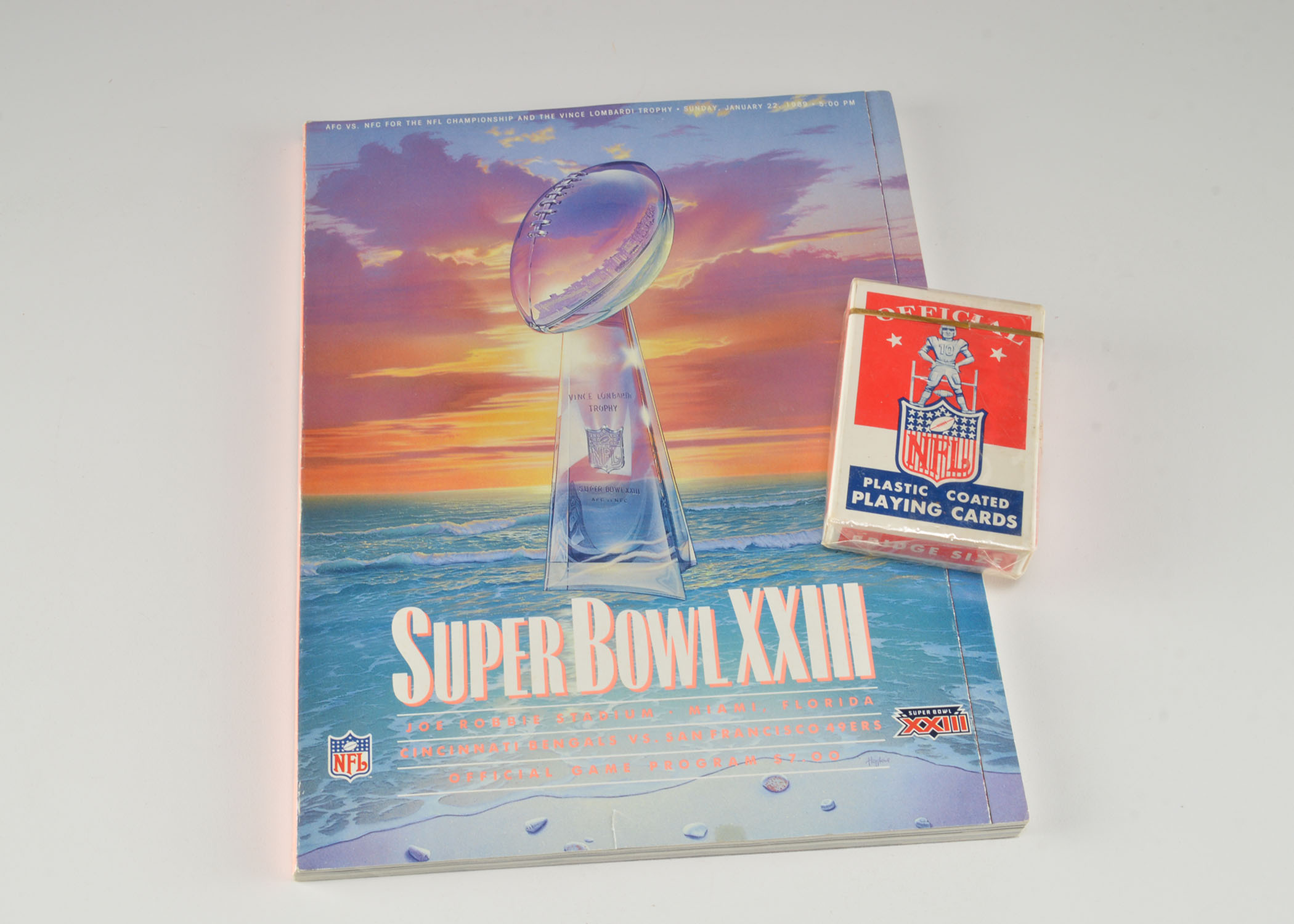 Super Bowl XXIII Program Plus Vintage Bengals Playing Cards