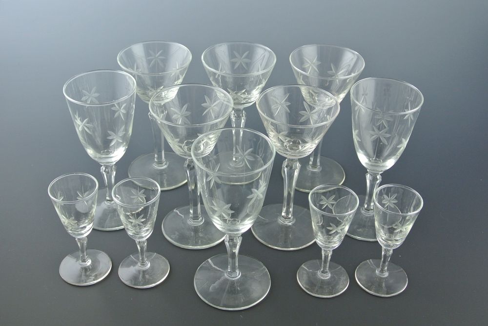 Vintage Crystal Stemmed Cocktail Glasses