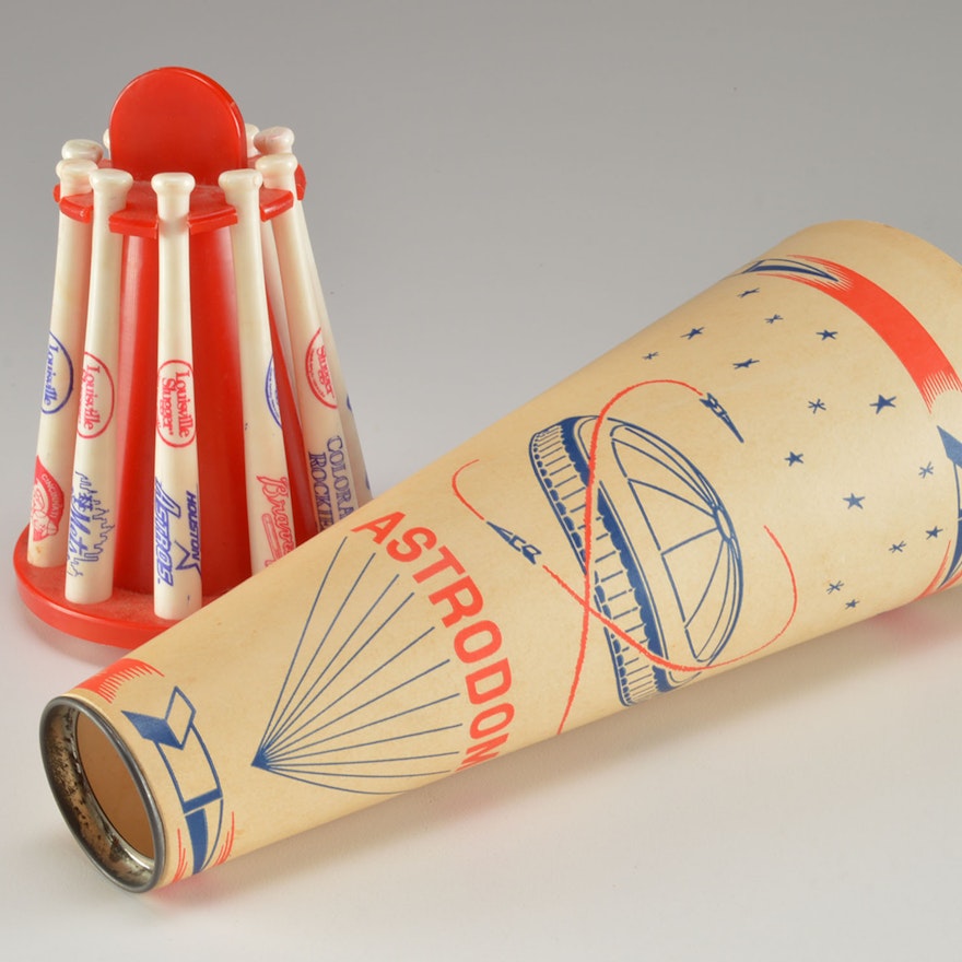 Vintage Astrodome Megaphone and a Baseball Bat Bank