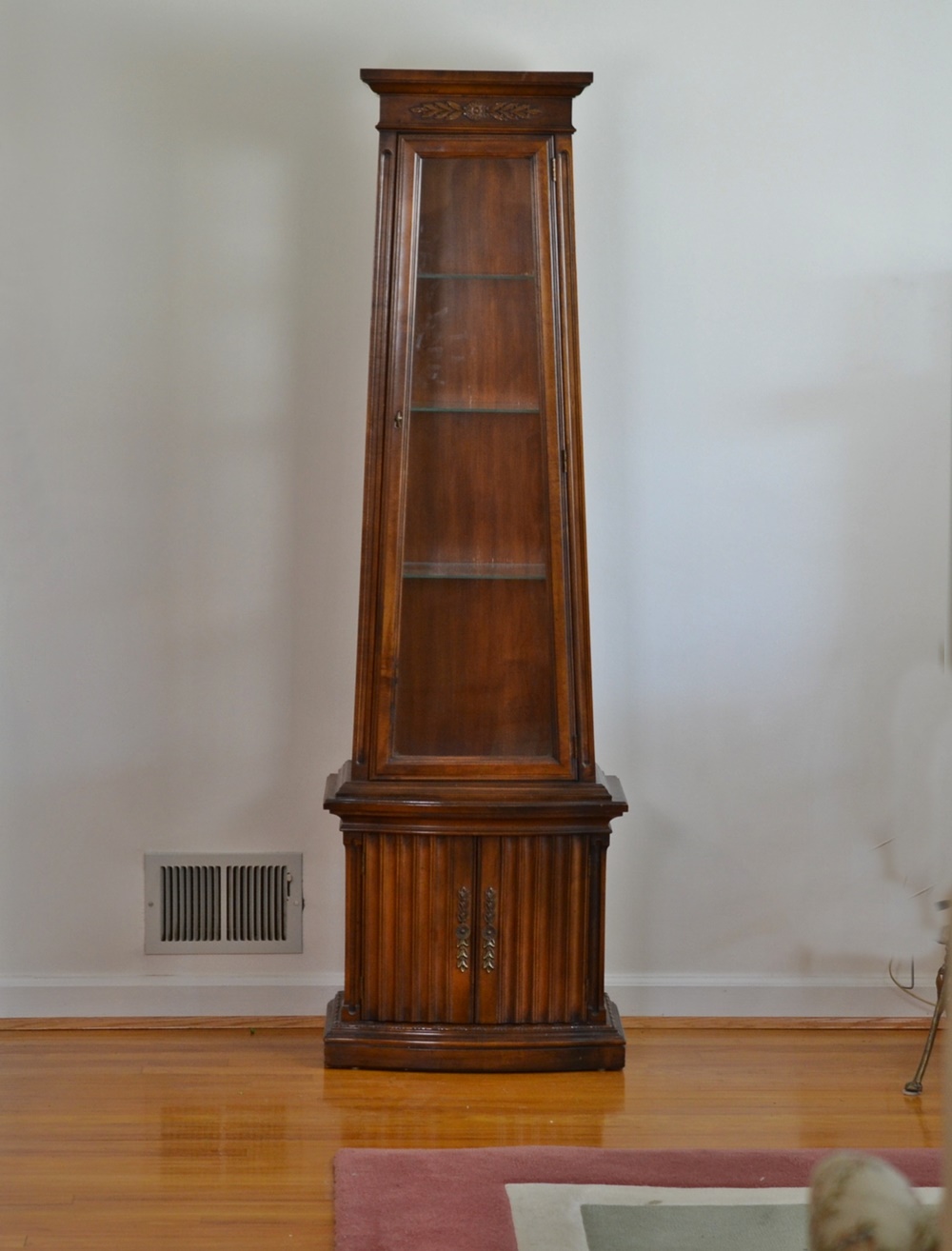  Mid Century Pyramid Shape Lighted Curio Cabinet