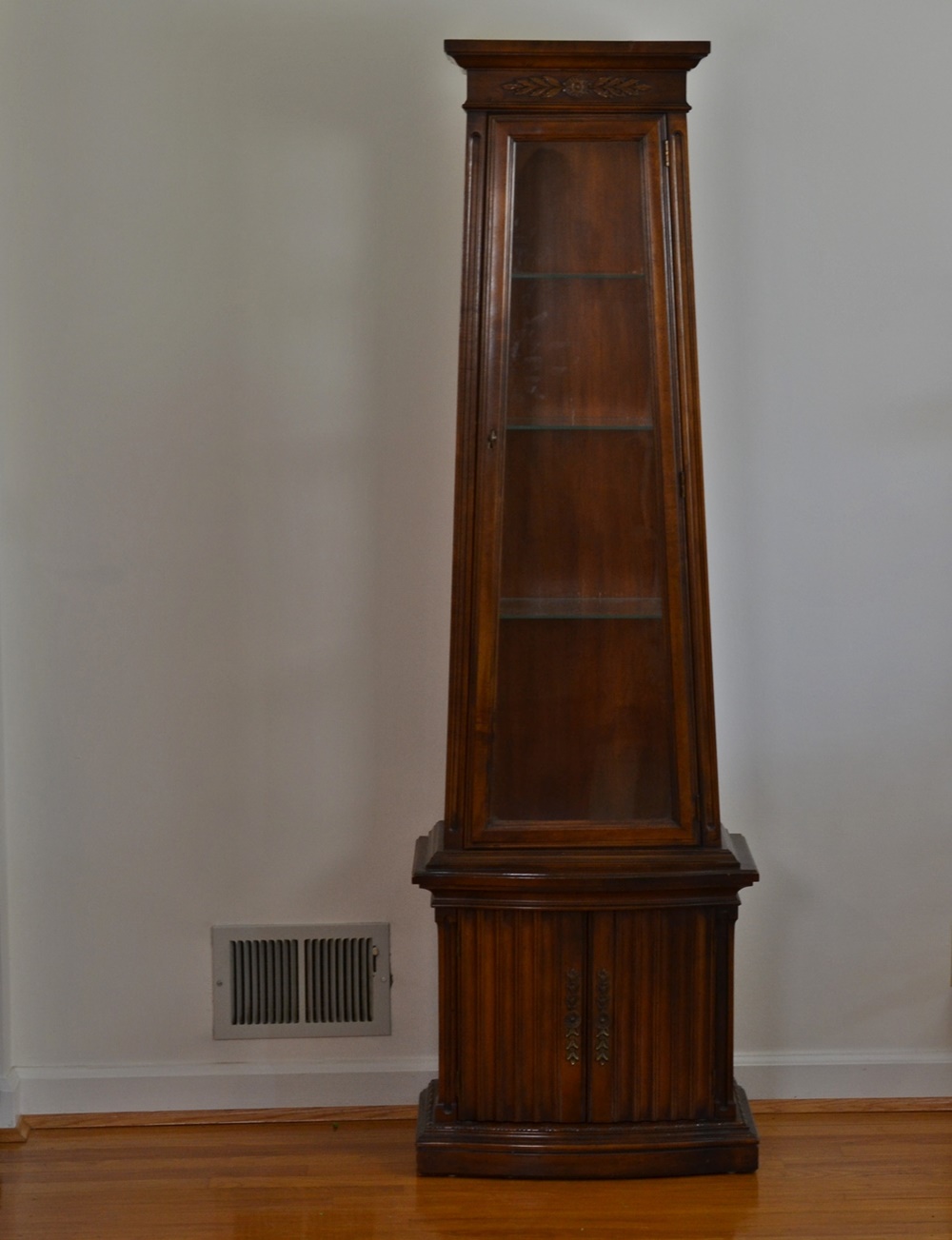  Mid Century Pyramid Shape Lighted Curio Cabinet