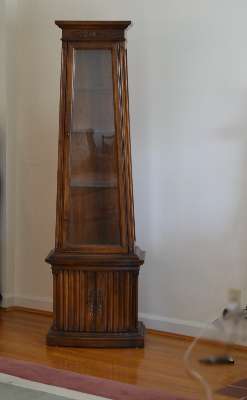  Mid Century Pyramid Shape Lighted Curio Cabinet