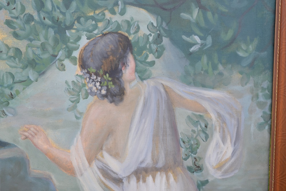 Circa 1900 Original Large Neoclassical Oil On Canvas Painting