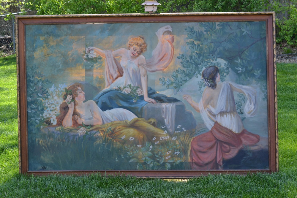 Circa 1900 Original Large Neoclassical Oil On Canvas Painting