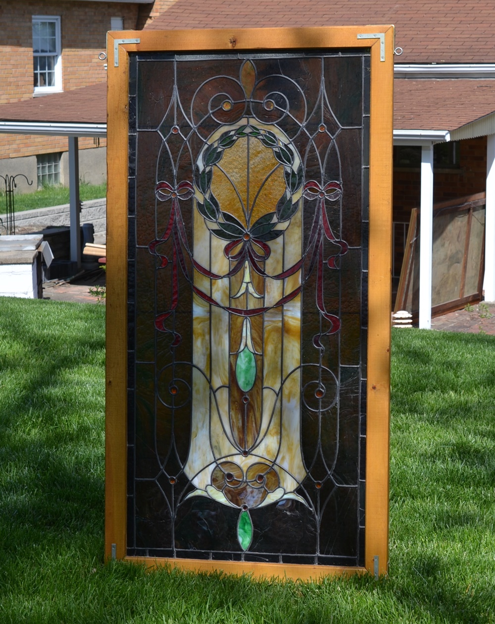 Circa 1900 Glorious Stained Glass Window Insert