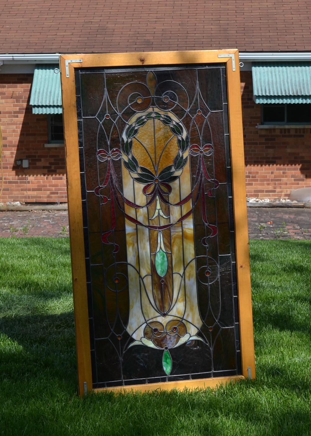 Circa 1900 Glorious Stained Glass Window Insert