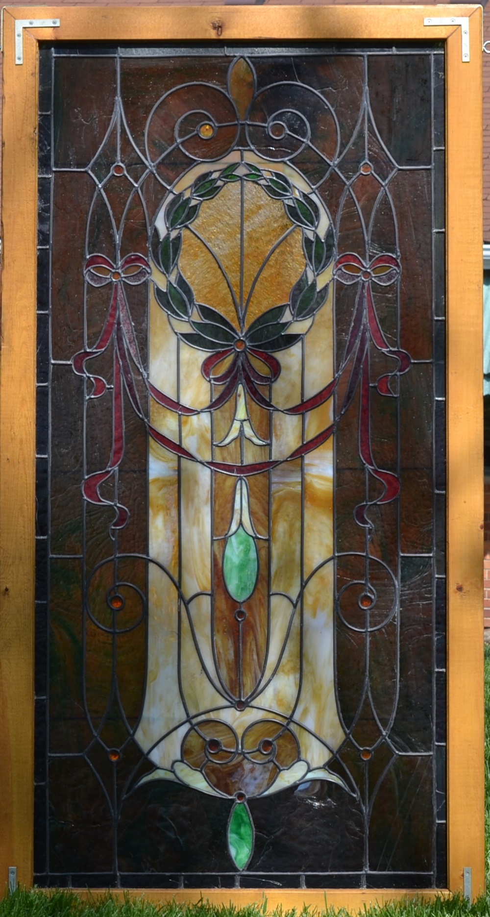 Circa 1900 Glorious Stained Glass Window Insert