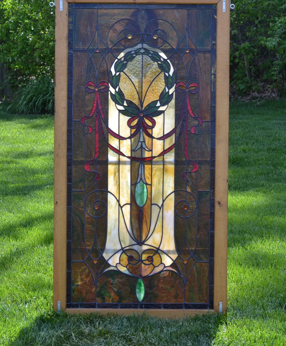 Circa 1900 Glorious Stained Glass Window Insert