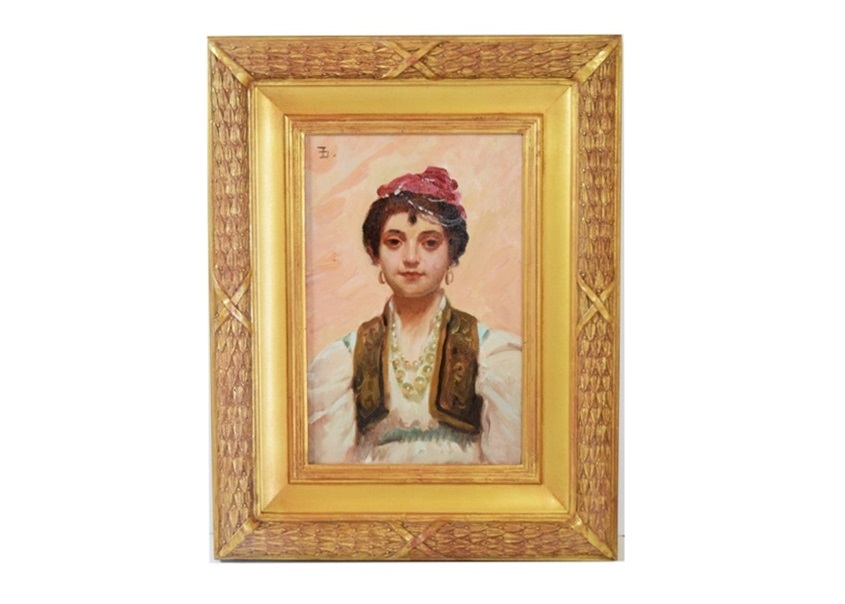 "Italian Model" Circa 1882 Oil on Canvas by Frank Duveneck