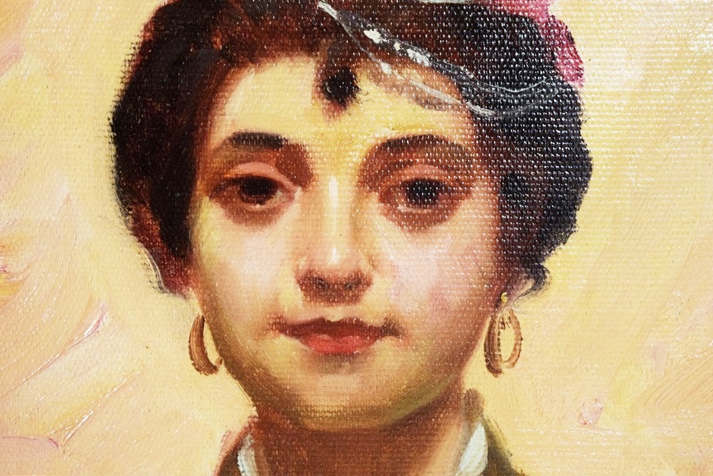 "Italian Model" Circa 1882 Oil on Canvas by Frank Duveneck