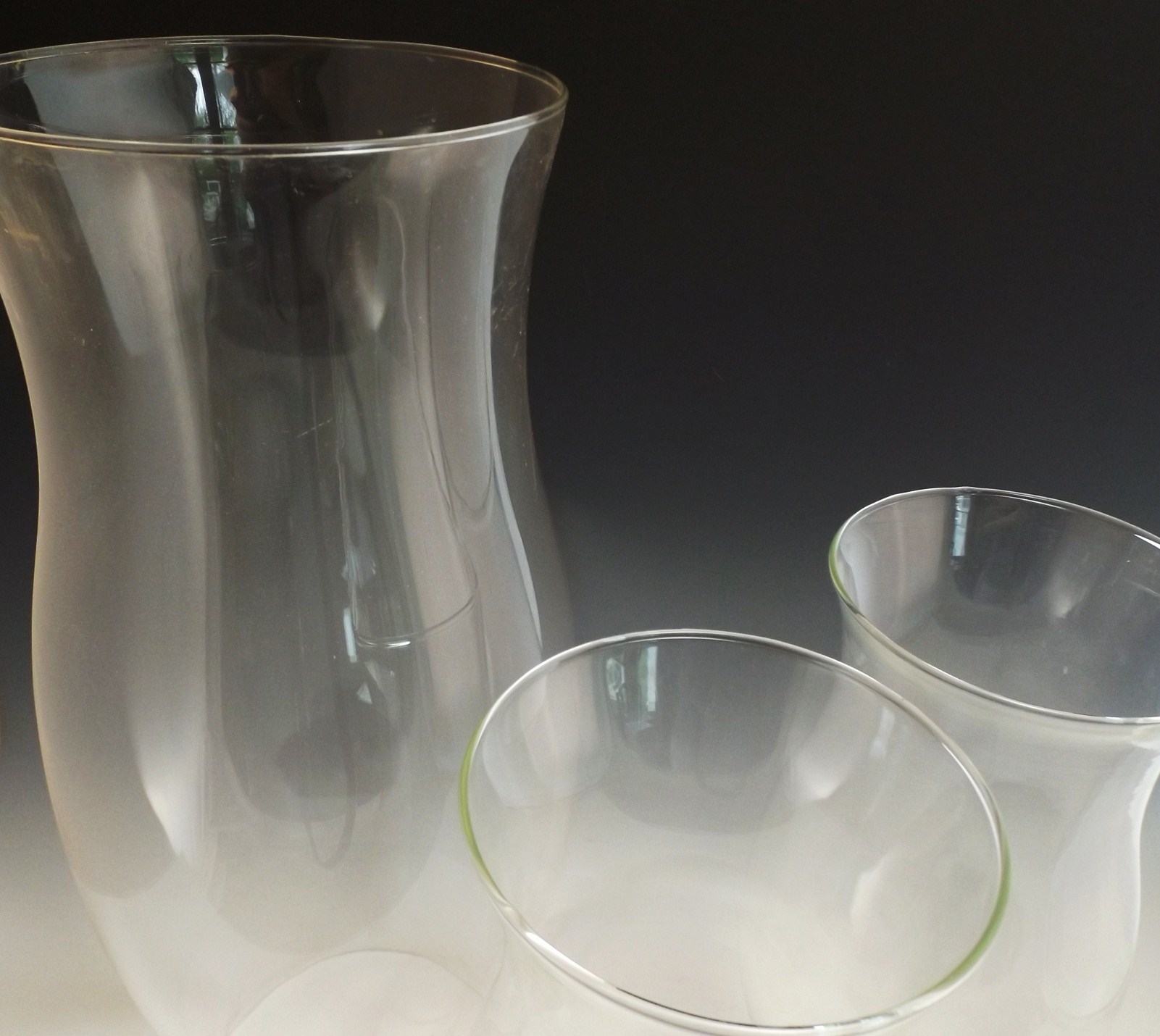 Three Clear Glass Hurricane Chimneys