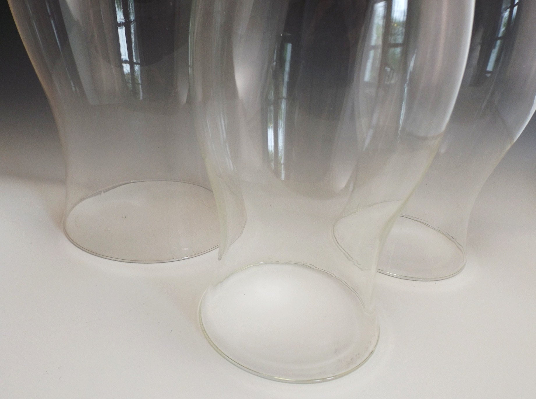 Three Clear Glass Hurricane Chimneys