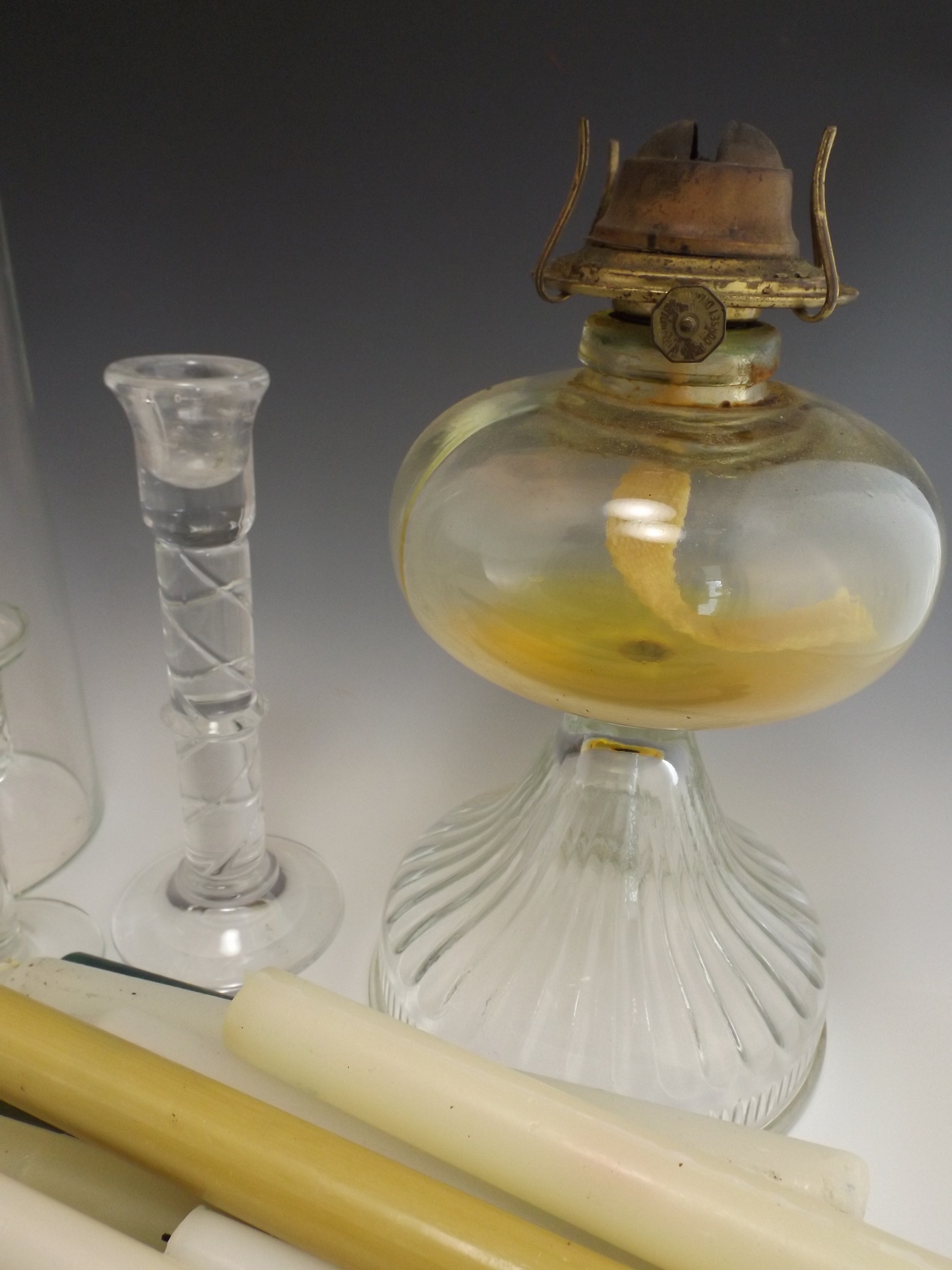 Glass Candle Holders, Candles, Kerosene Lamp Base