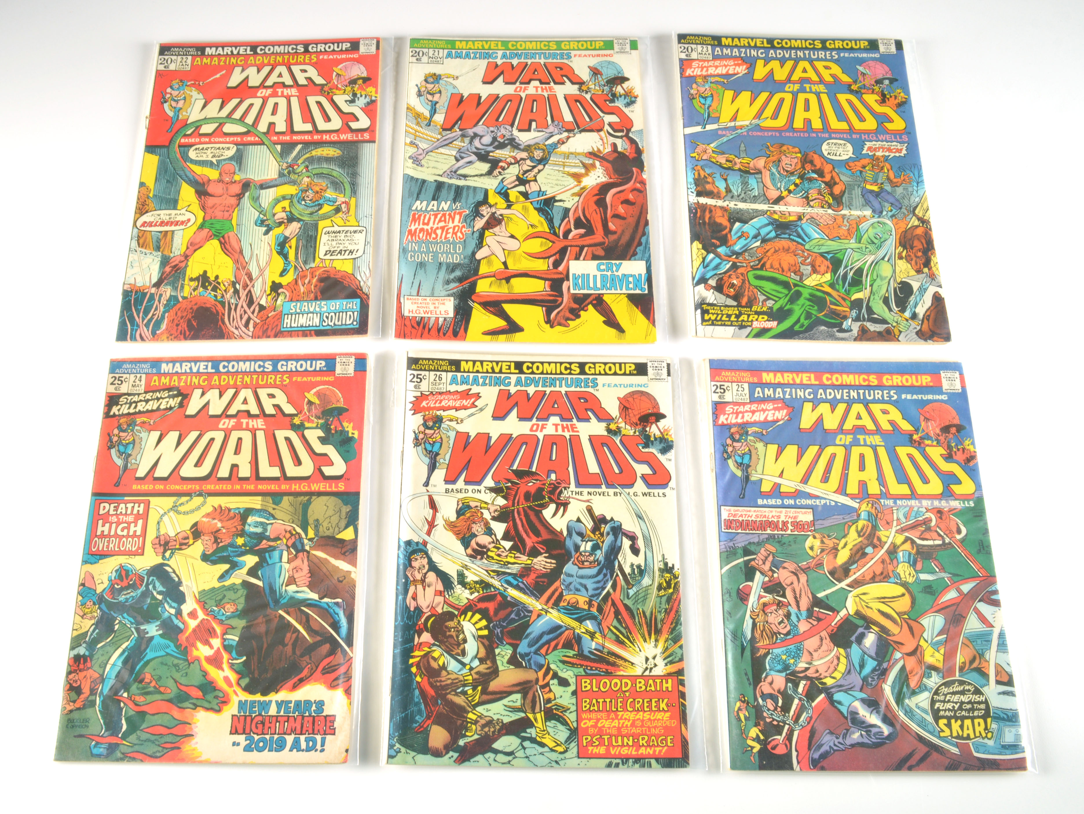 Eleven Issues 1973 Marvel "War of the Worlds" Comics