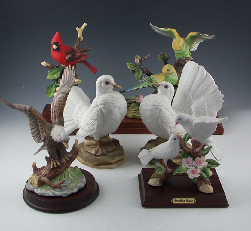 Six Porcelain Birds - Ethan Allen and Jonathan Byron 