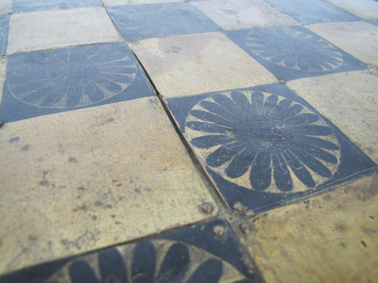 Bronze Minoan Figural Chess Statues and Brass Board