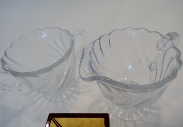 Amber and Clear Depression Glass