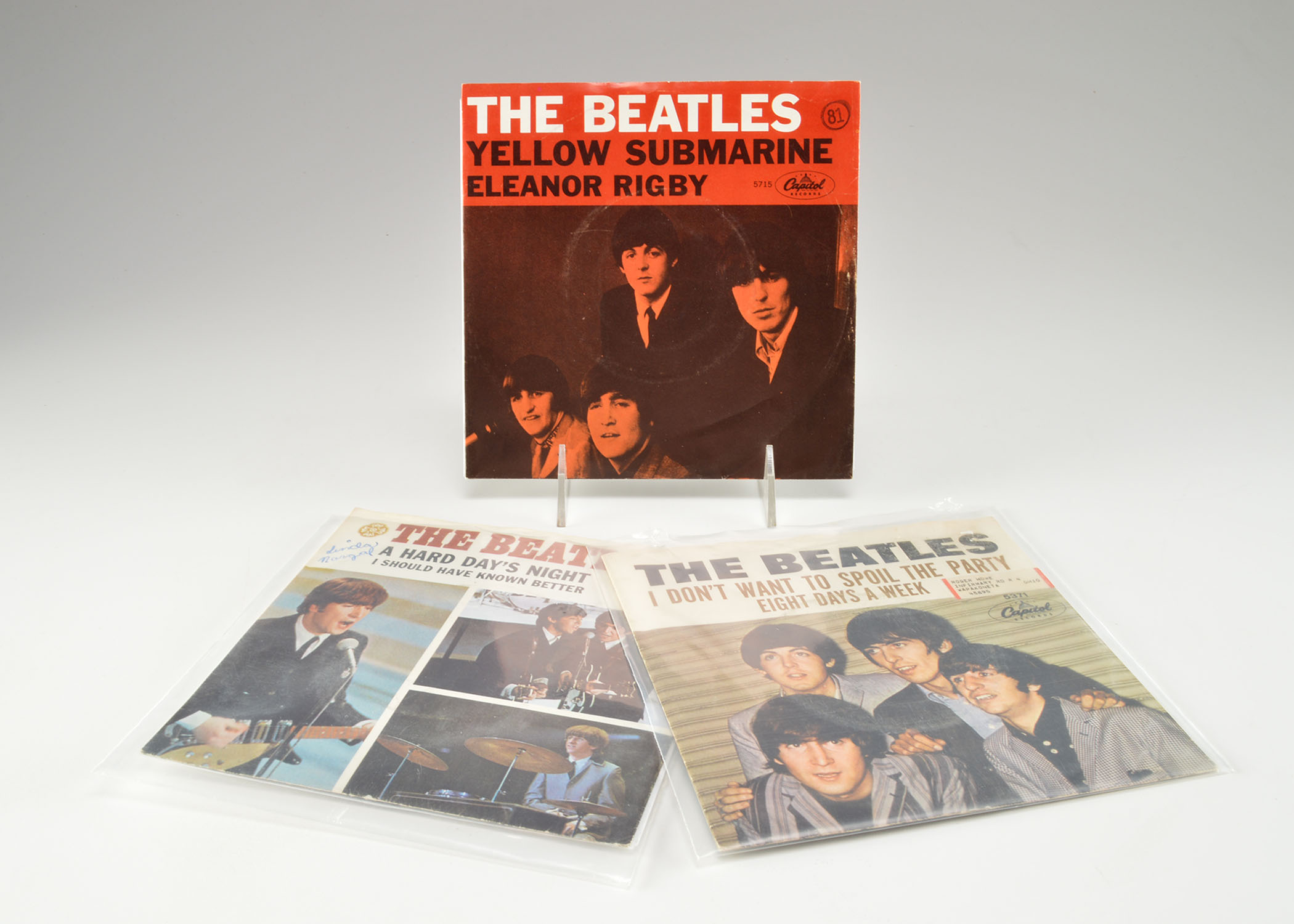 Assortment of Three Original Beatles Vinyl 45s