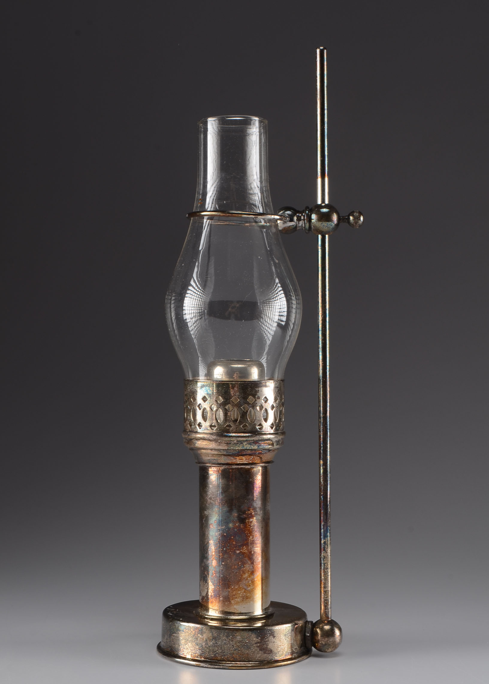 Silver-plate Vintage Candleholder with Glass Shade