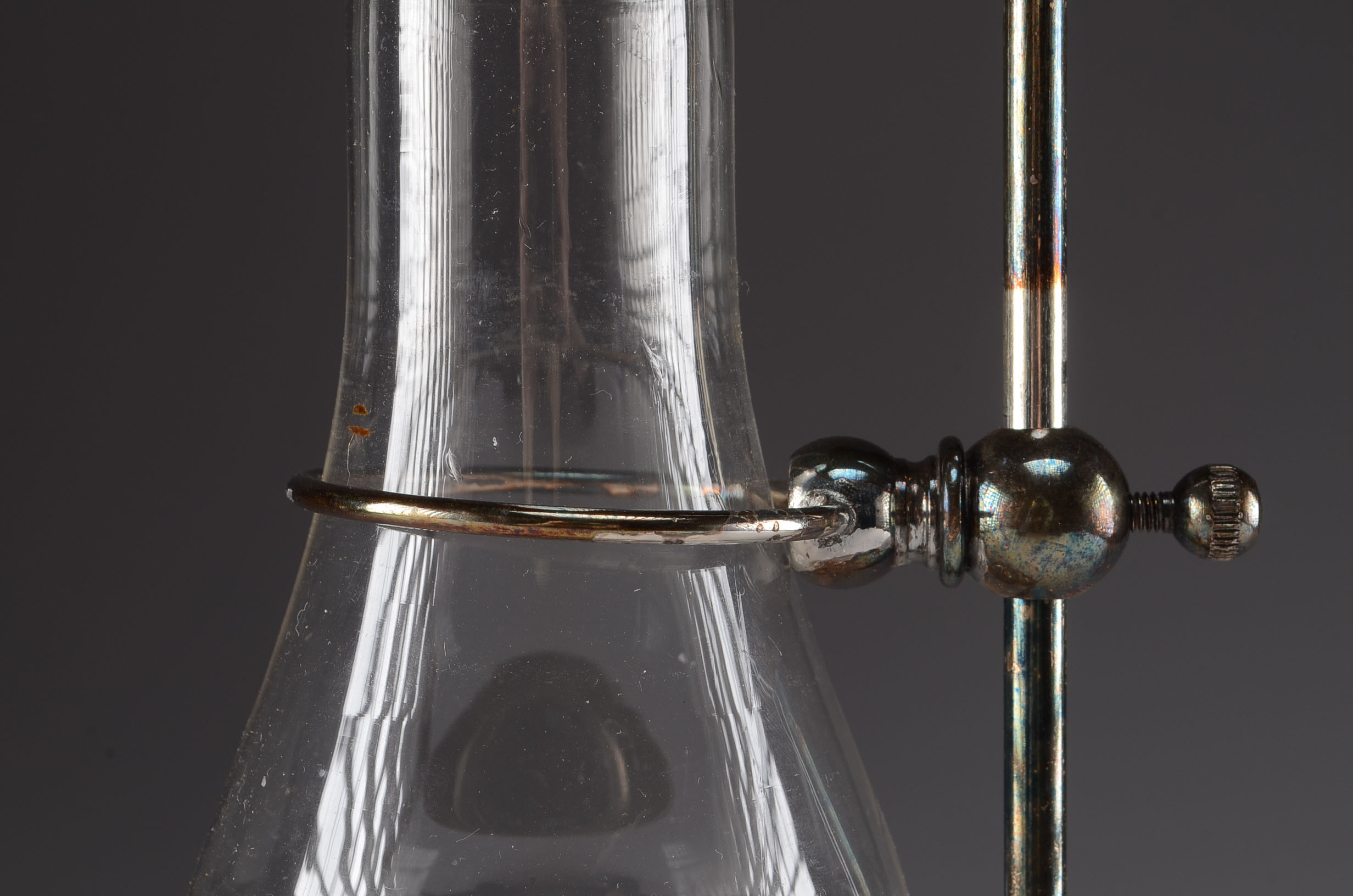 Silver-plate Vintage Candleholder with Glass Shade