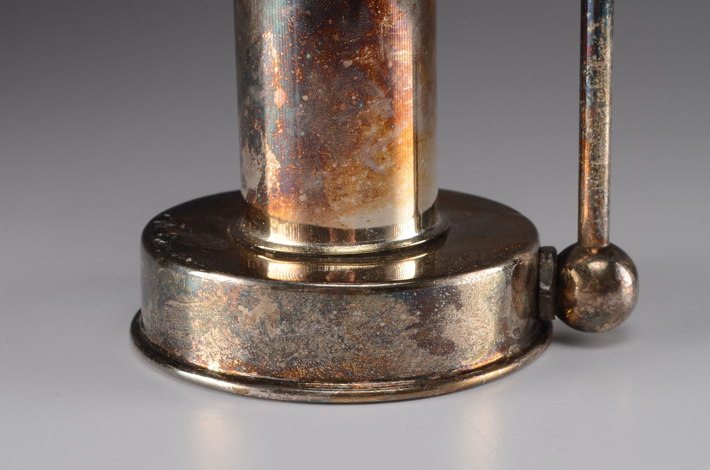 Silver-plate Vintage Candleholder with Glass Shade