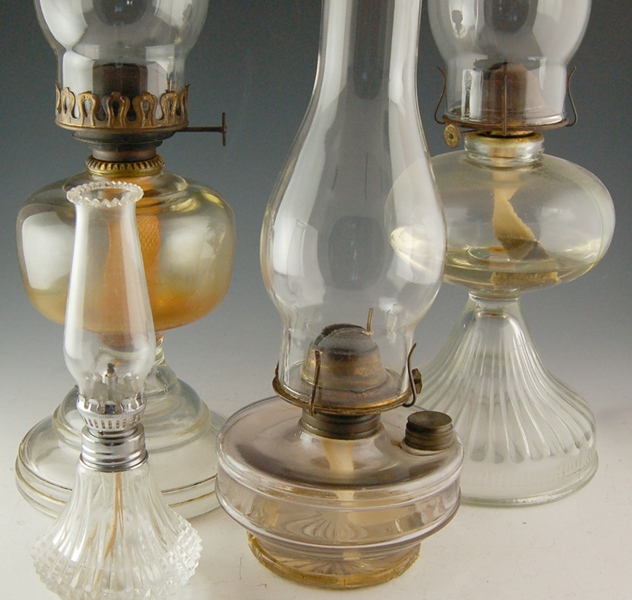 Four Glass Oil Lamps
