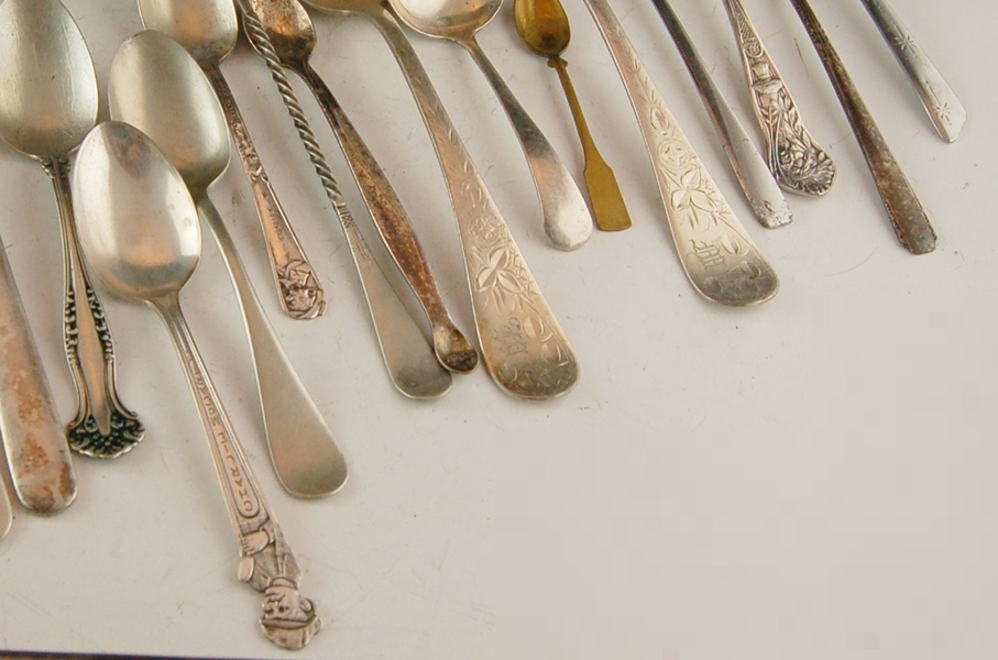 Stainless and Silverplate Flatware, Creamer and Sugar, and Ladle