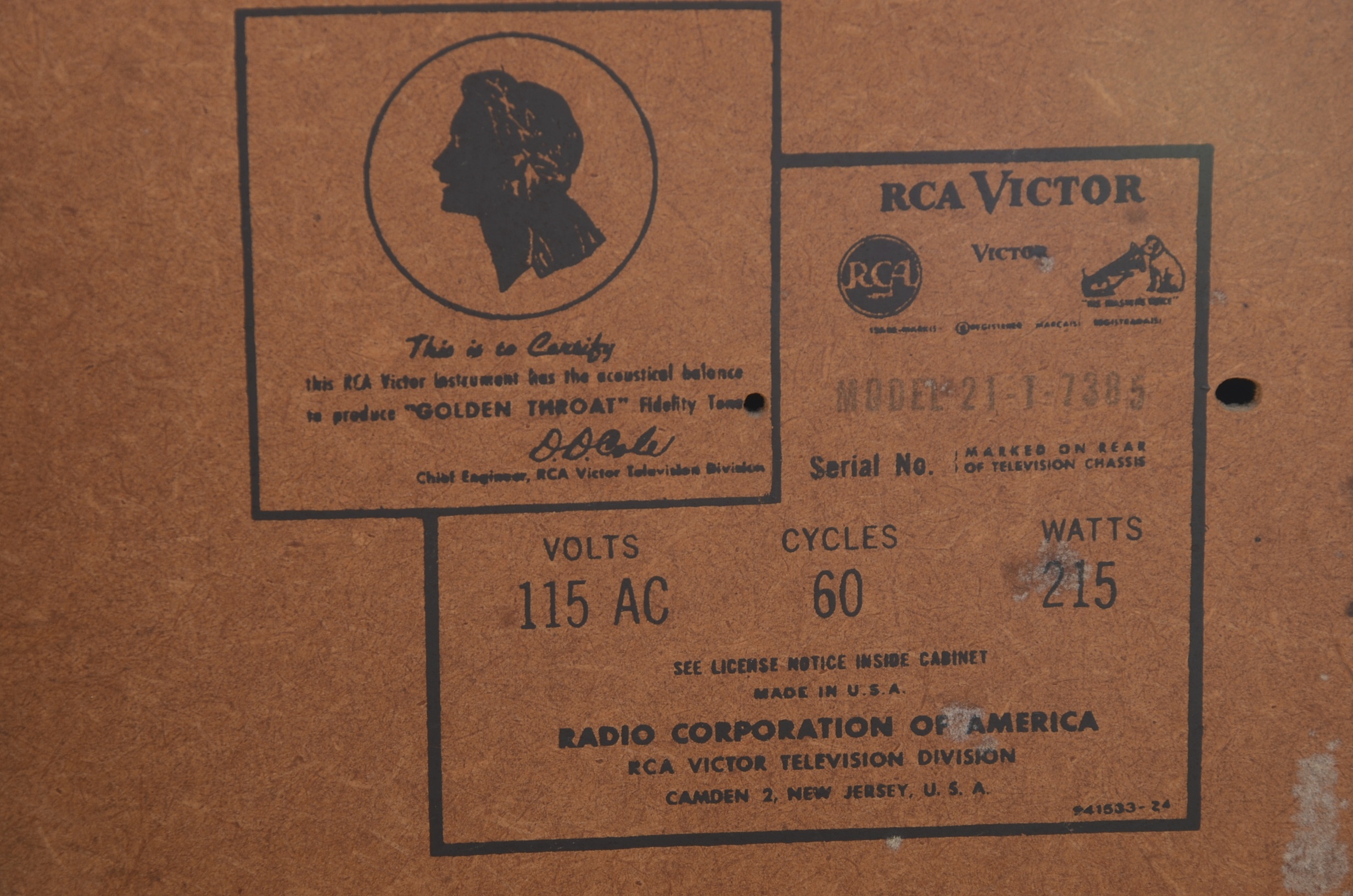 RCA Victor Super Television Model 21-1-7385