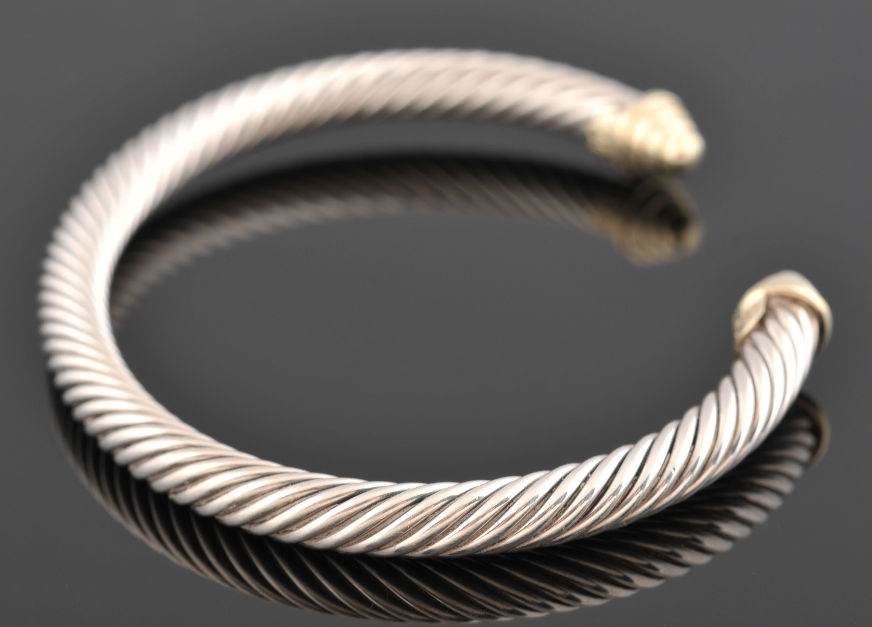 David Yurman Sterling Silver and 14 K Yellow Gold Cuff Bracelet