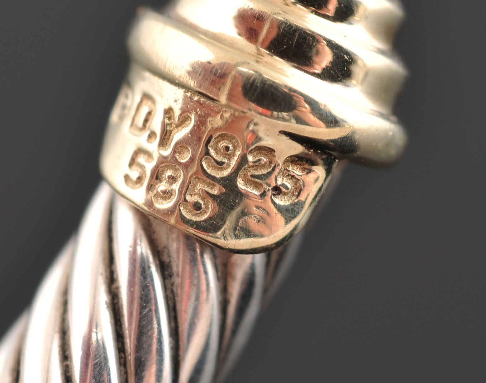 David Yurman Sterling Silver and 14 K Yellow Gold Cuff Bracelet