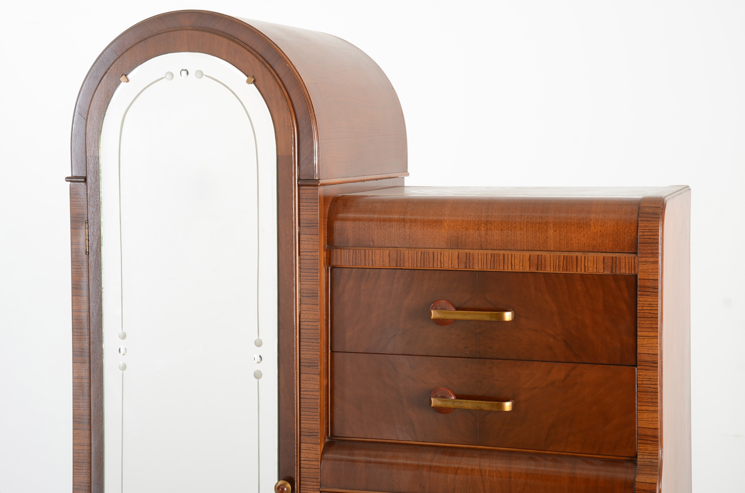 Art Deco Men's Walnut Waterfall Wardrobe