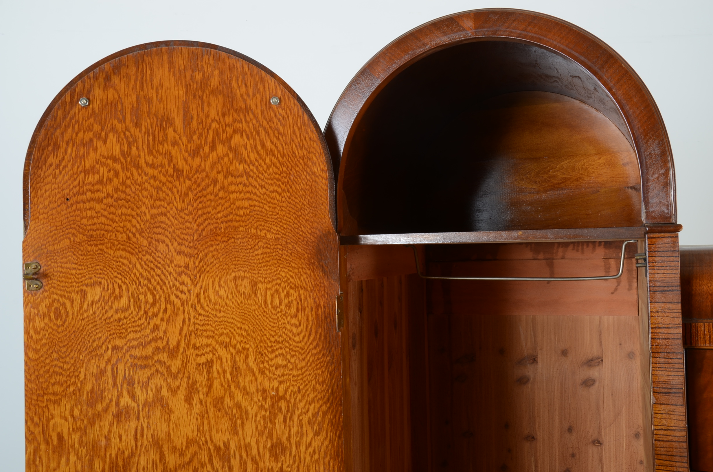 Art Deco Men's Walnut Waterfall Wardrobe