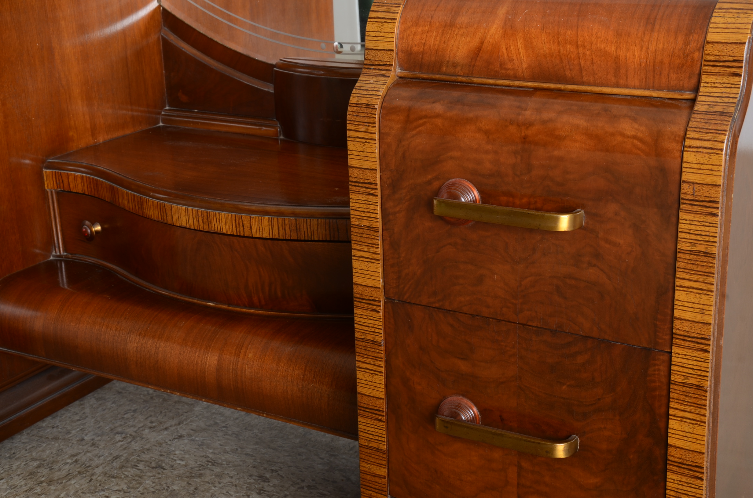 Art Deco Waterfall Walnut Vanity 