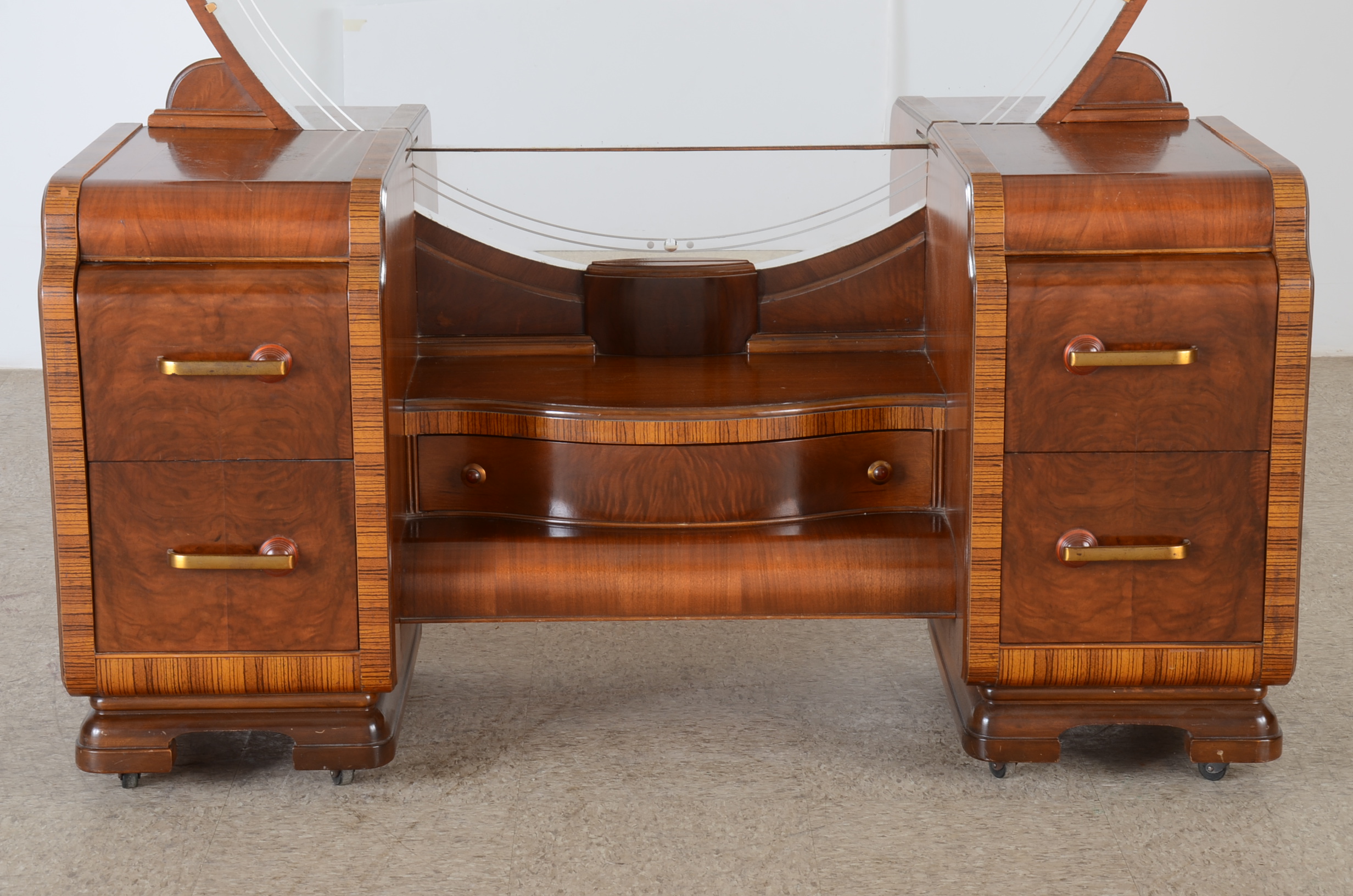 Art Deco Waterfall Walnut Vanity 