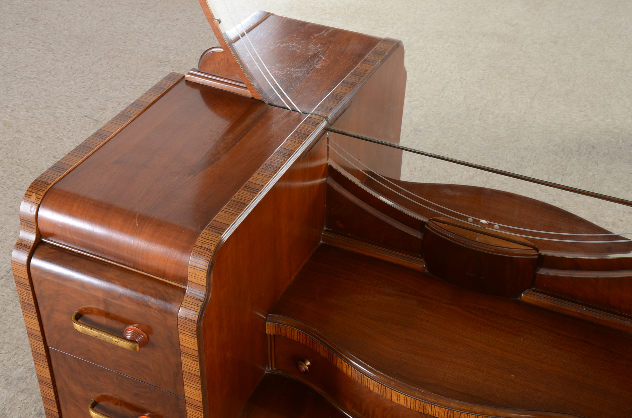 Art Deco Waterfall Walnut Vanity 