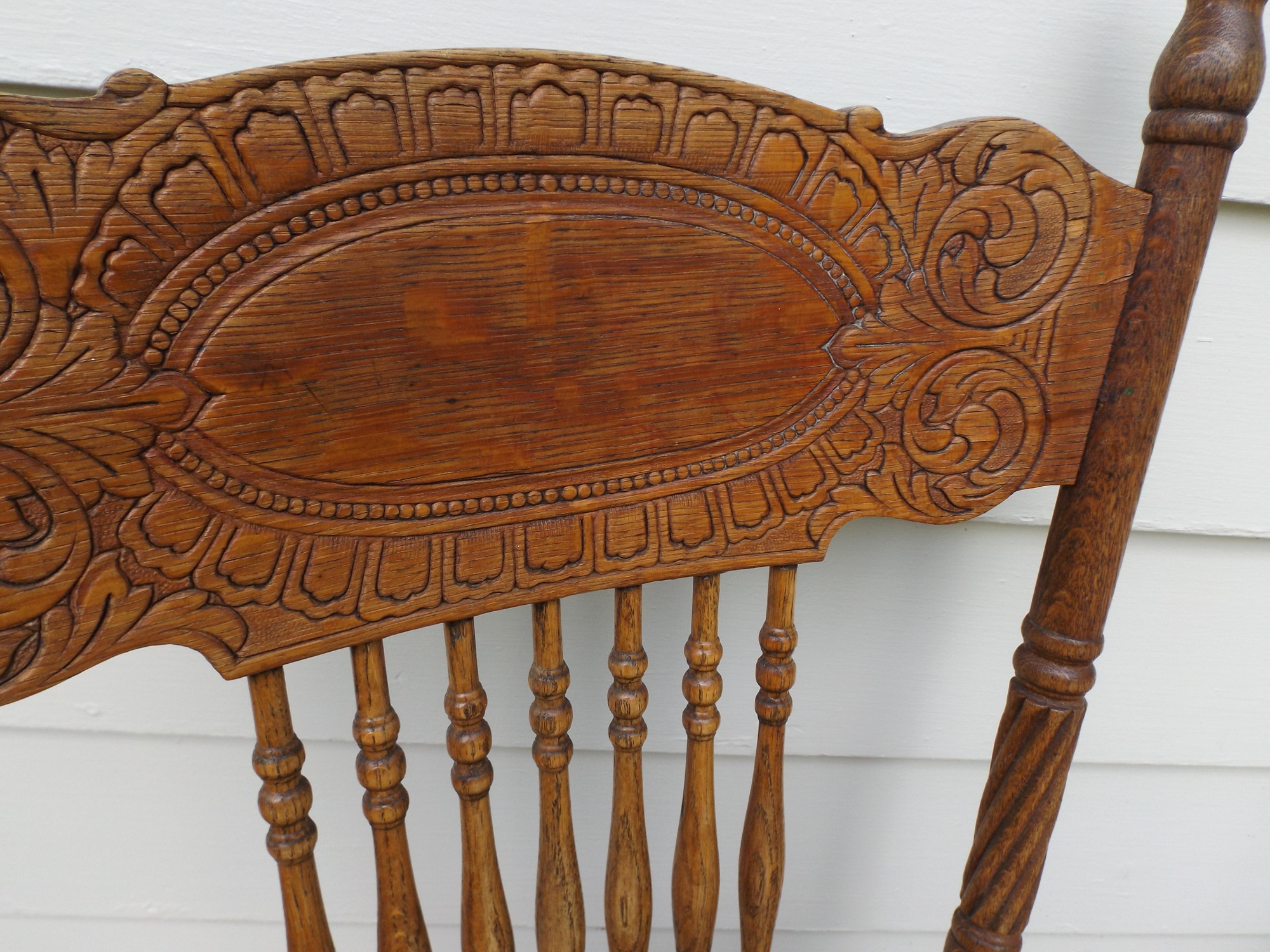 19th Century Pressed Back Oak Chairs