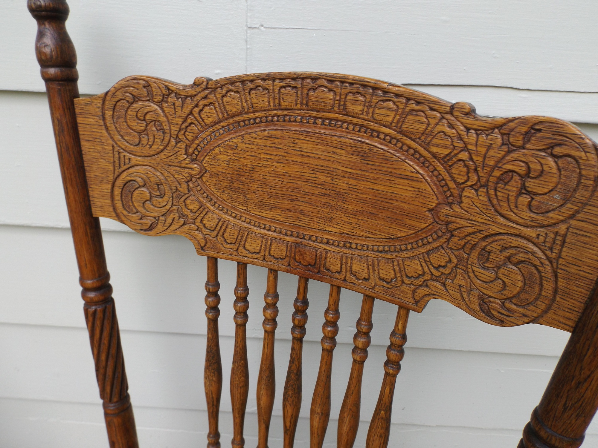 19th Century Pressed Back Oak Chairs