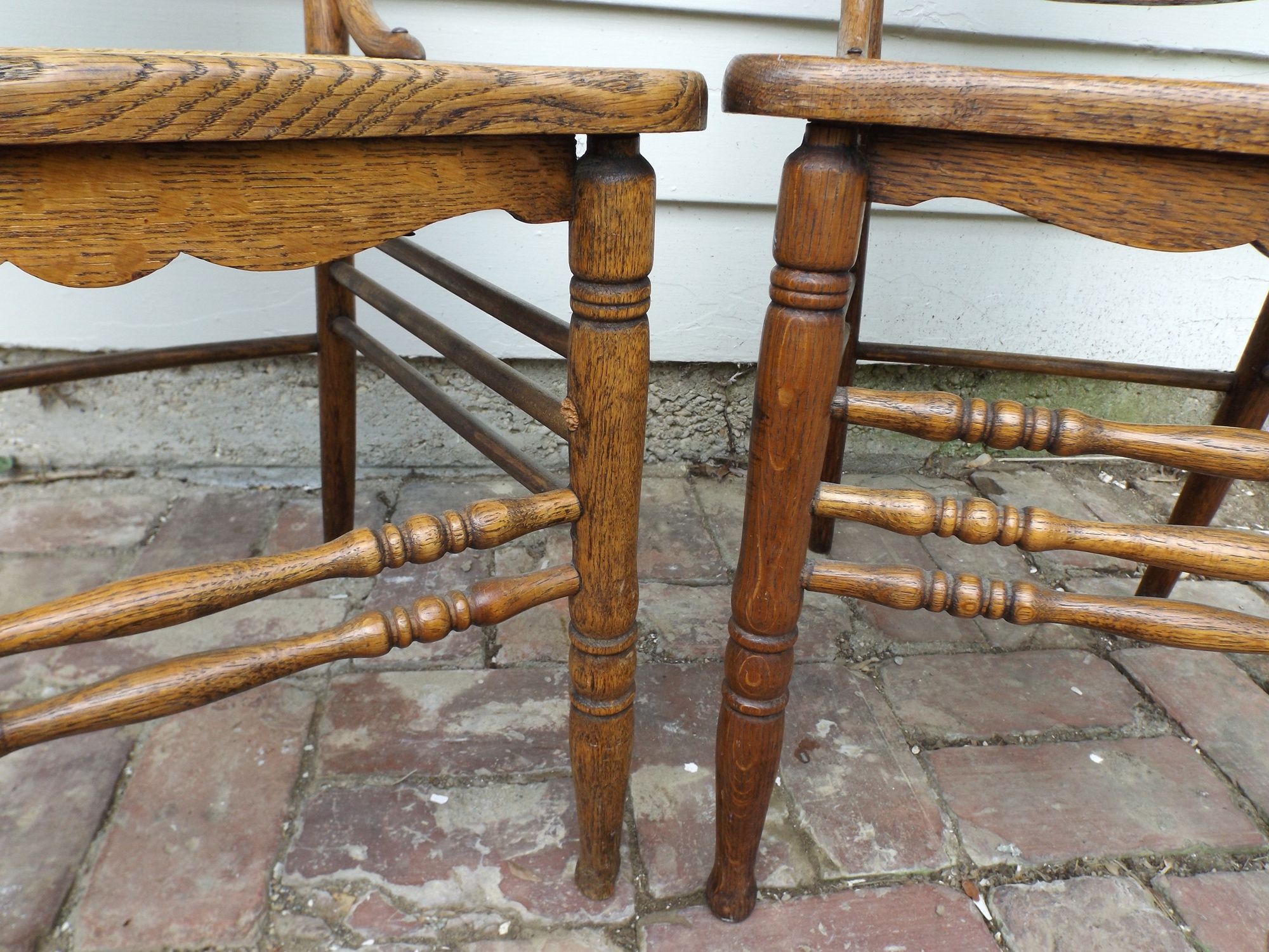 19th Century Pressed Back Oak Chairs