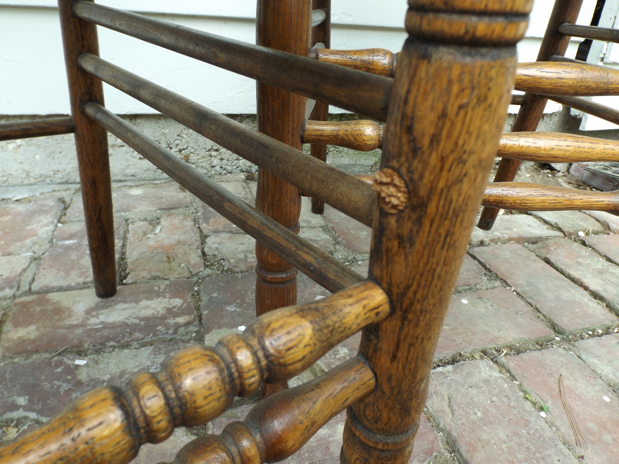 19th Century Pressed Back Oak Chairs