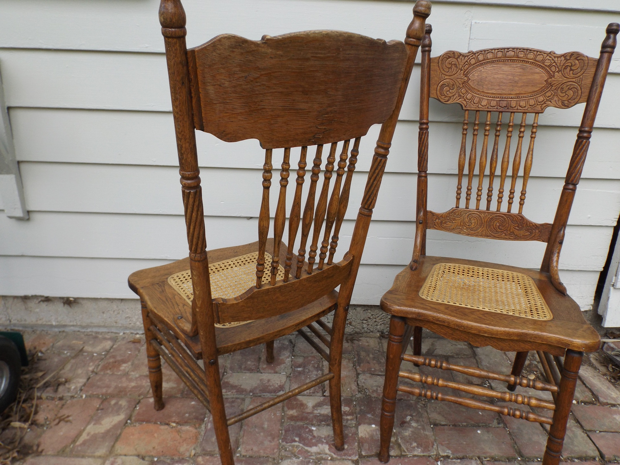 19th Century Pressed Back Oak Chairs