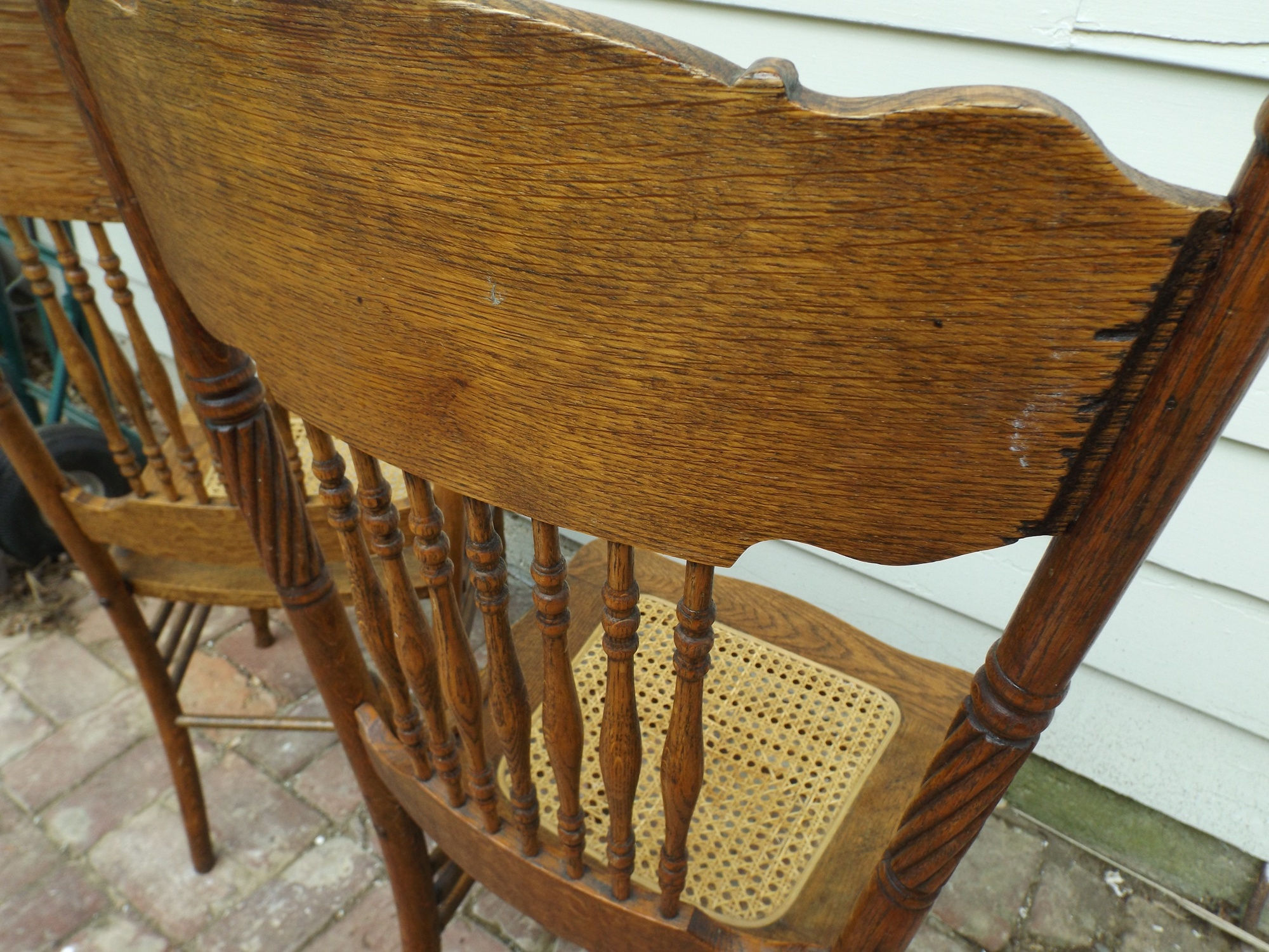 19th Century Pressed Back Oak Chairs