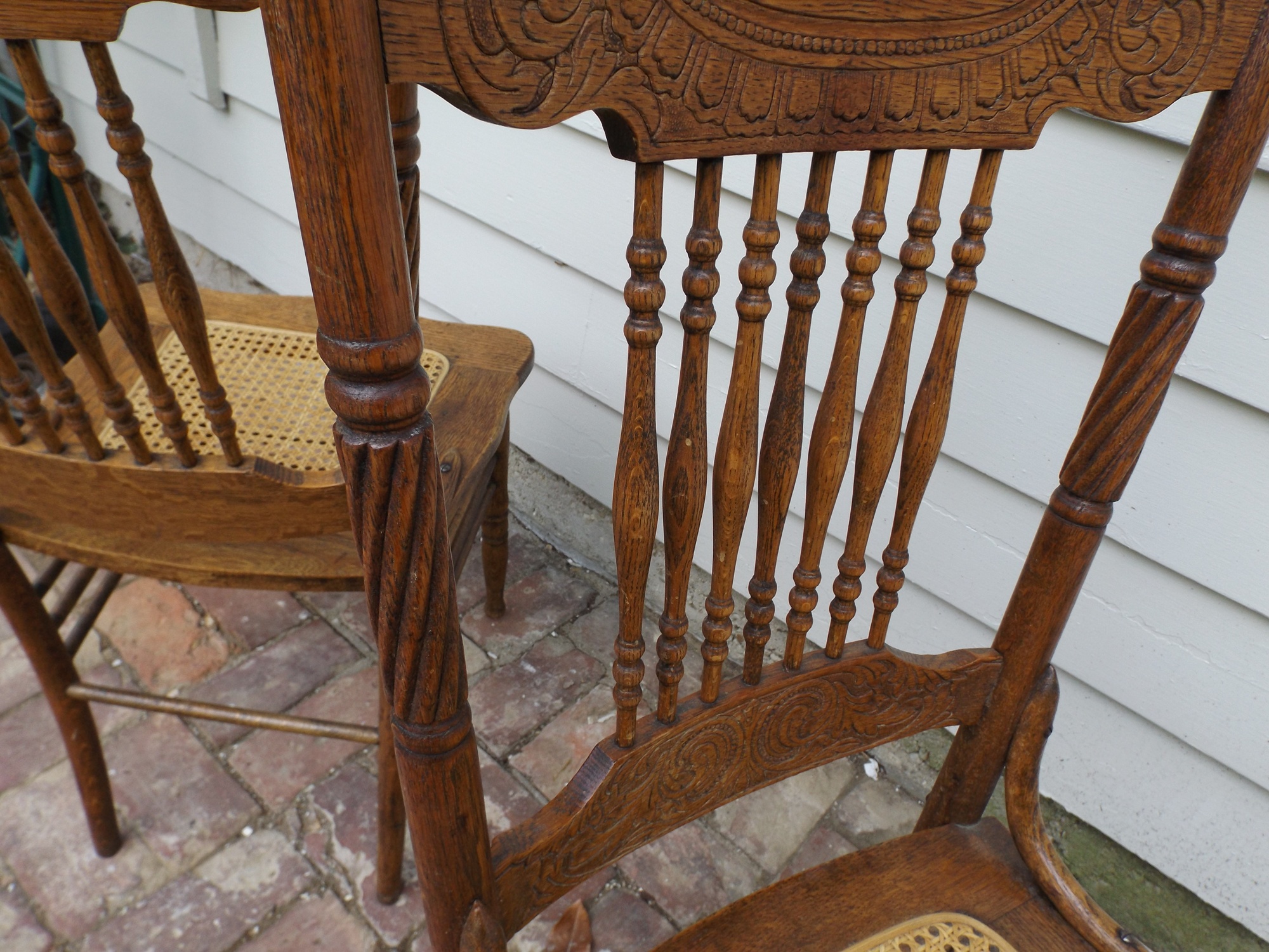 19th Century Pressed Back Oak Chairs