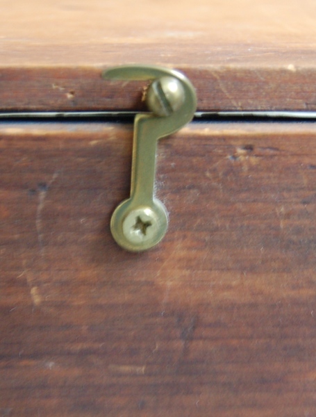 Wood Chest/Cabinet and Five Wood Spools with Three Bobbins