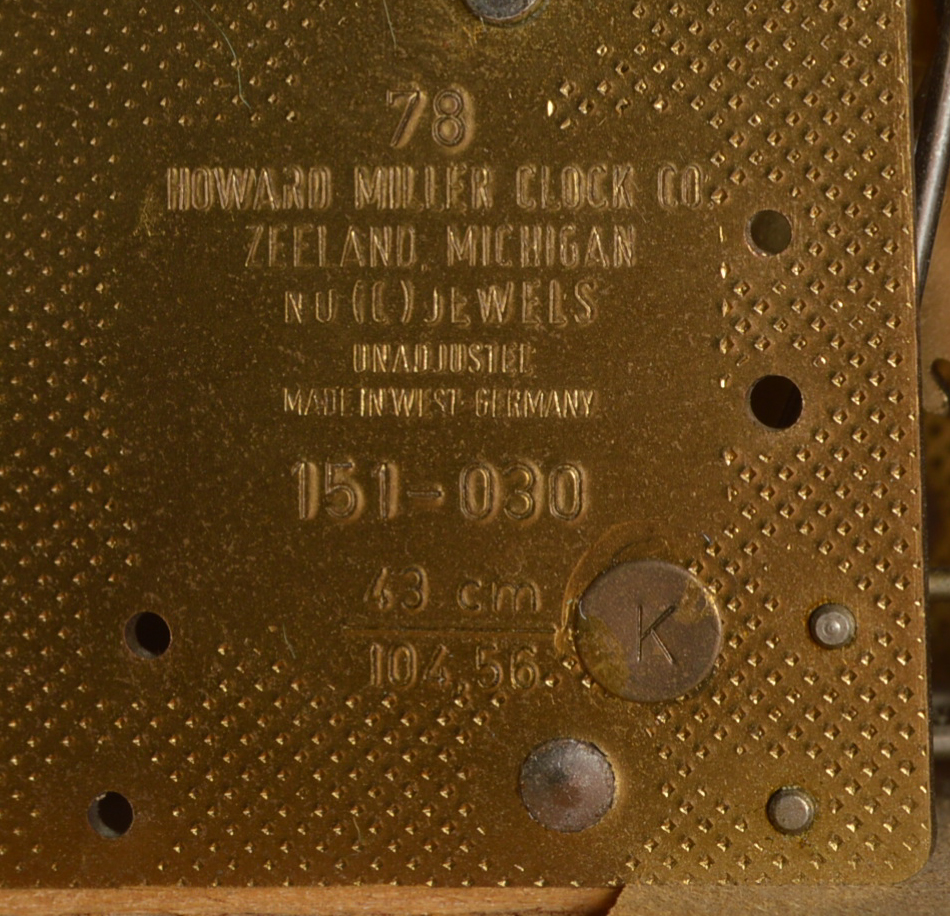 Vintage Howard Miller Oak Wall Clock with Eight Day Wind Pendulum