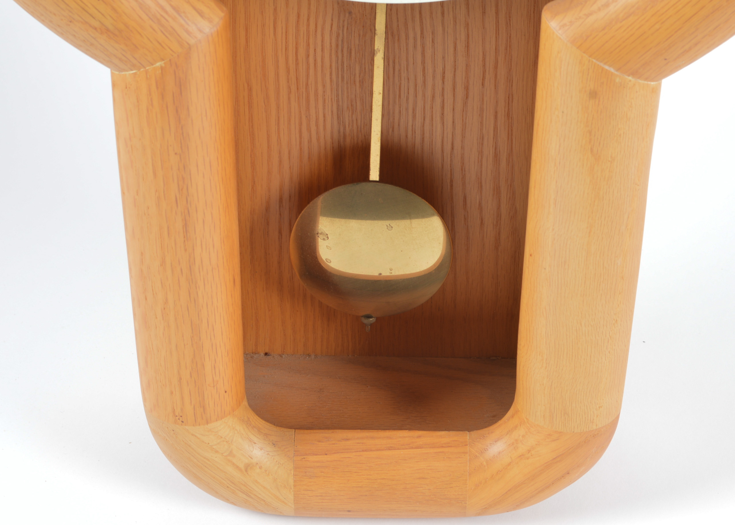 Vintage Howard Miller Oak Wall Clock with Eight Day Wind Pendulum